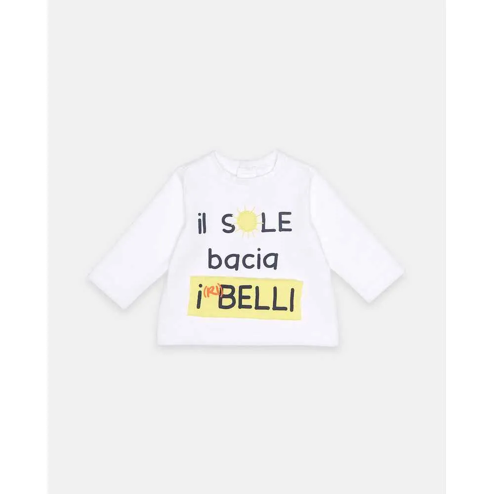 BLUKIDS MAJICA DUG RUKAV TSHIRT BOY IL SOLE BACIA. WHITE