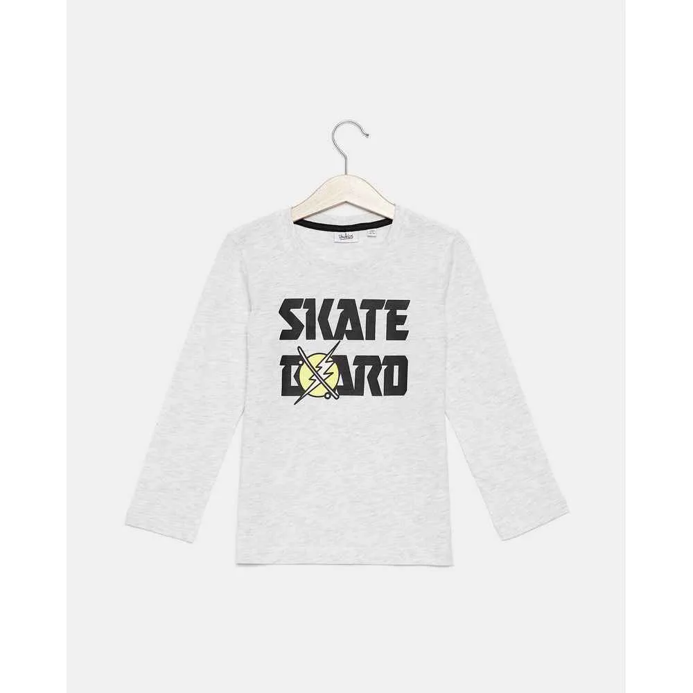 BLUKIDS MAJICA DUG RUKAV T-SHIRT LIGHT GREY MELANGE