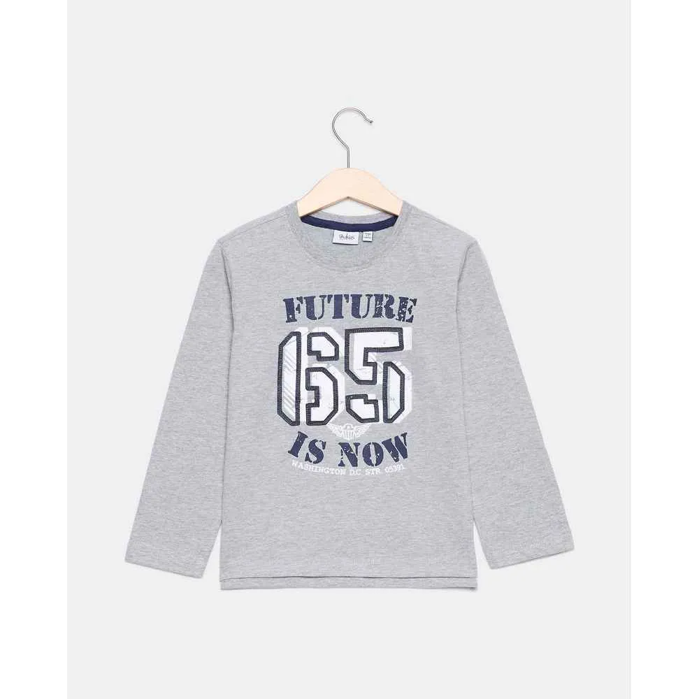BLUKIDS MAJICA DUG RUKAV T-SHIRT GREY MELANGE