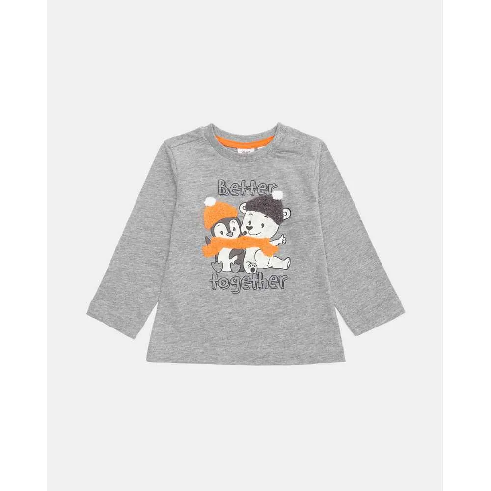 BLUKIDS MAJICA DUG RUKAV TSHIRT MEDIUM GREY MELANGE