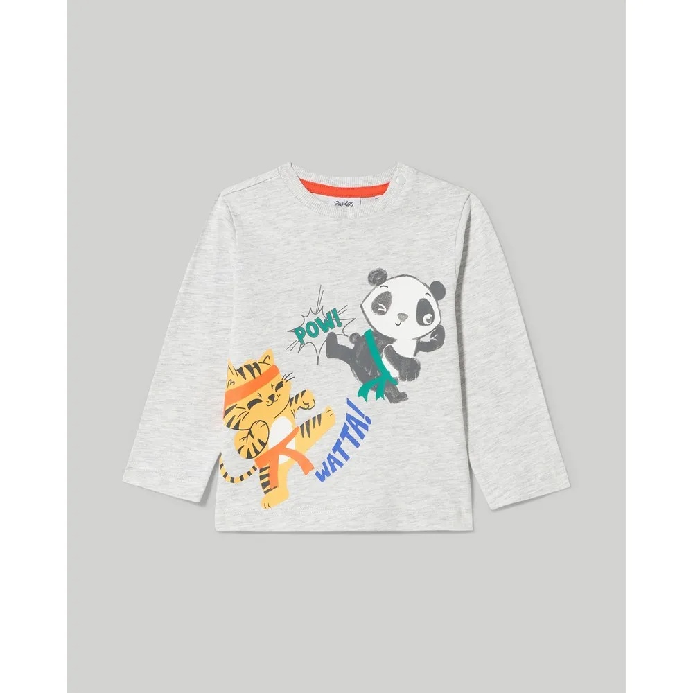 BLUKIDS MAJICA DUG RUKAV LIGHT GREY MELANGE