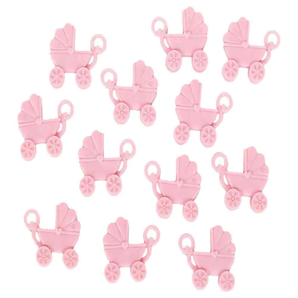 DEKORATIVNI UKRASI BABY KOLICA ROZA 4.1X3.4CM, 12 KOM