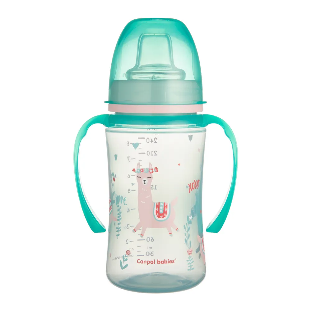 CANPOL BABY SOLJA 35/208 EASY START - COLORFUL ANIMALS 240ML - ZELENA