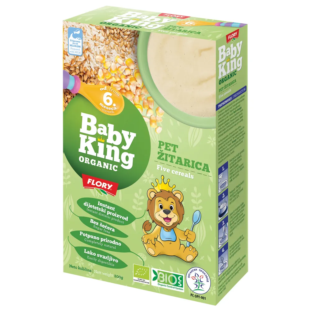 BABY KING ORGANIC CEREALIJE PET ZITARICA 6M+ 200G