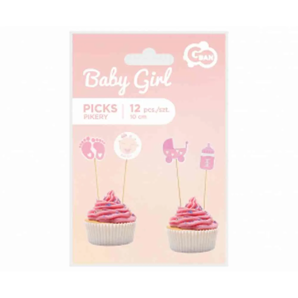 DEKORATINE STAPICI BABY GIRL PINK 10CM 12KOM