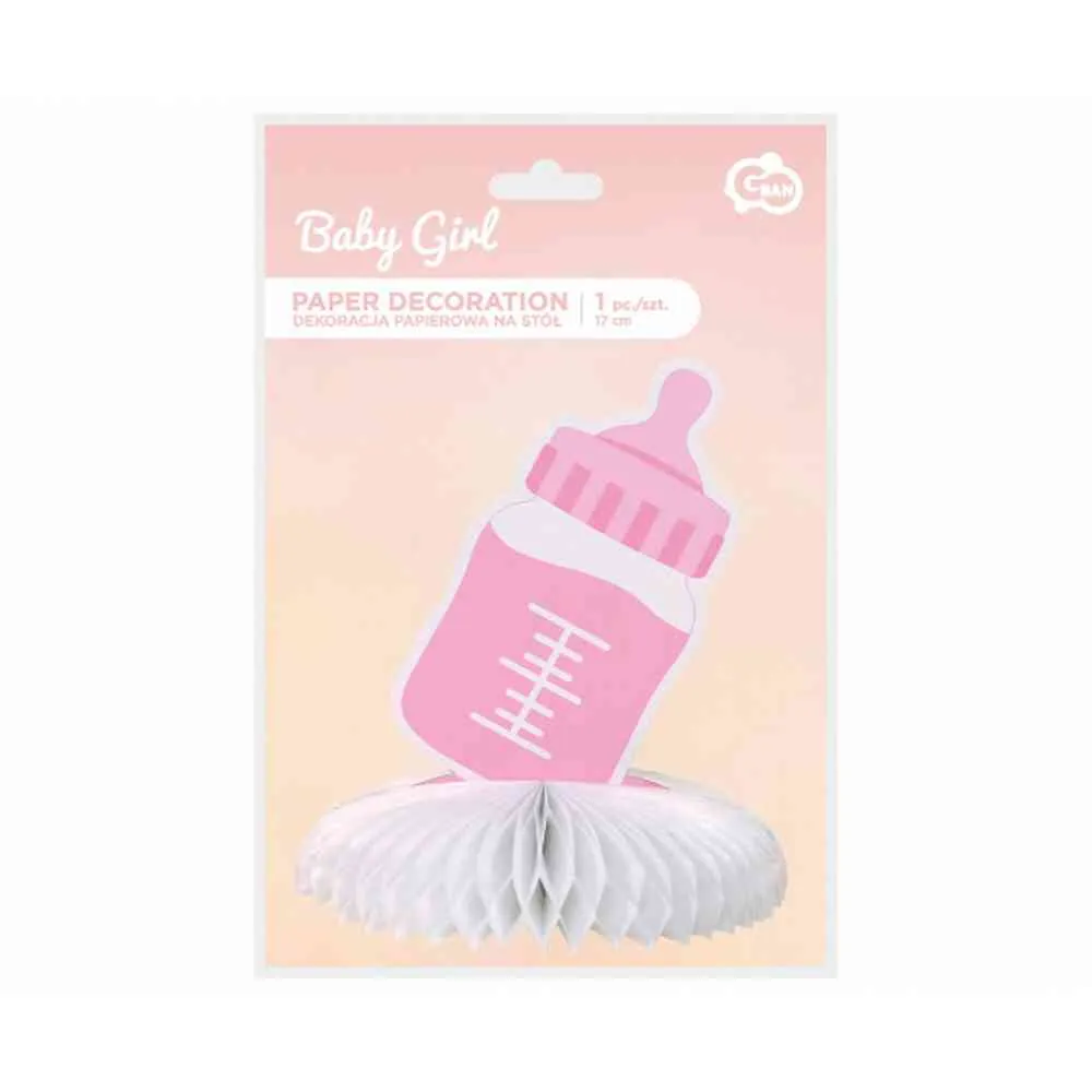 PAPIRNA DEKORACIJA BABY FLASICA ROZA 17CM