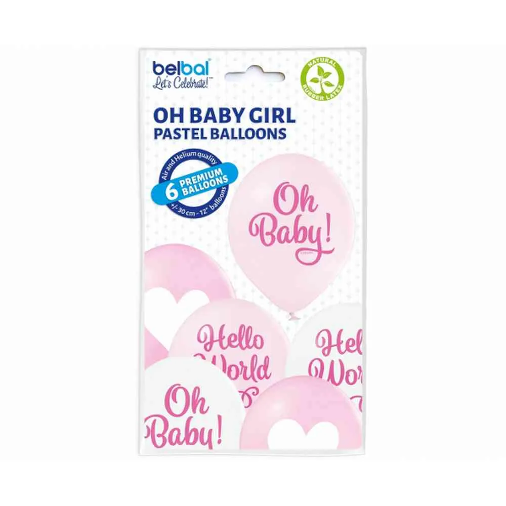 BALONI OH BABY GIRL ROZA 6KOM