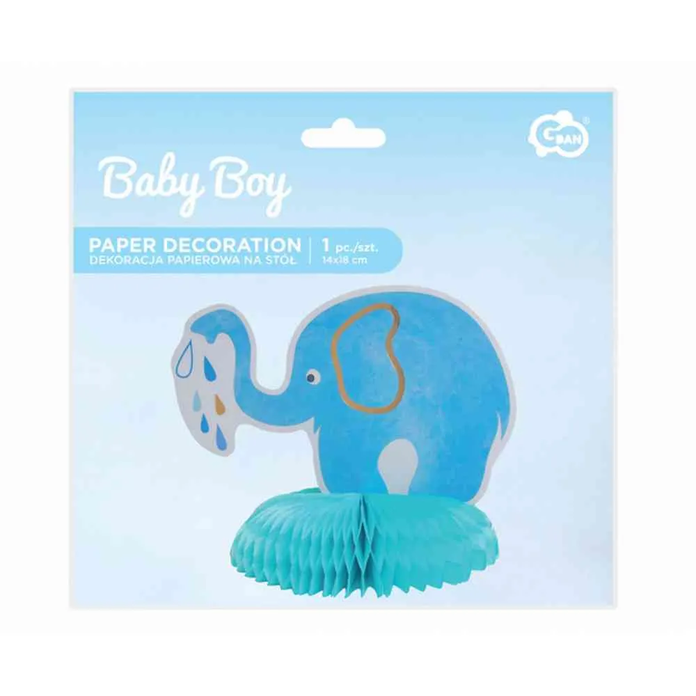 PAPIRNA DEKORACIJA BABY SLONIC PLAVI 14X 18CM
