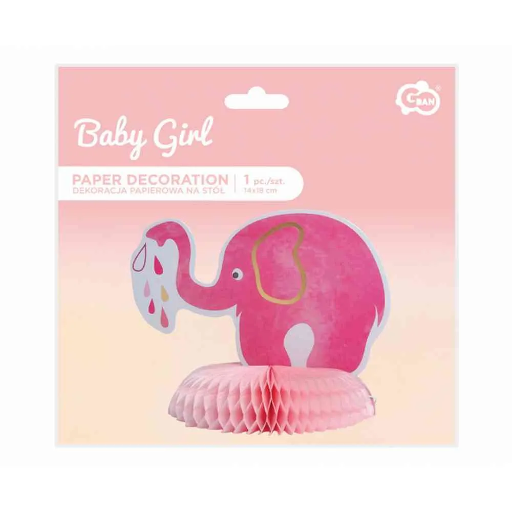 PAPIRNA DEKORACIJA BABY SLONIC ROZI 14X 18CM