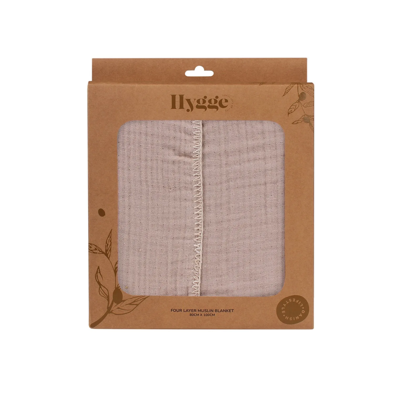 HYGGE PREKRIVAC OD MUSLINA, CETVOROSLOJAN, COOKIE BEIGE, 100X80CM