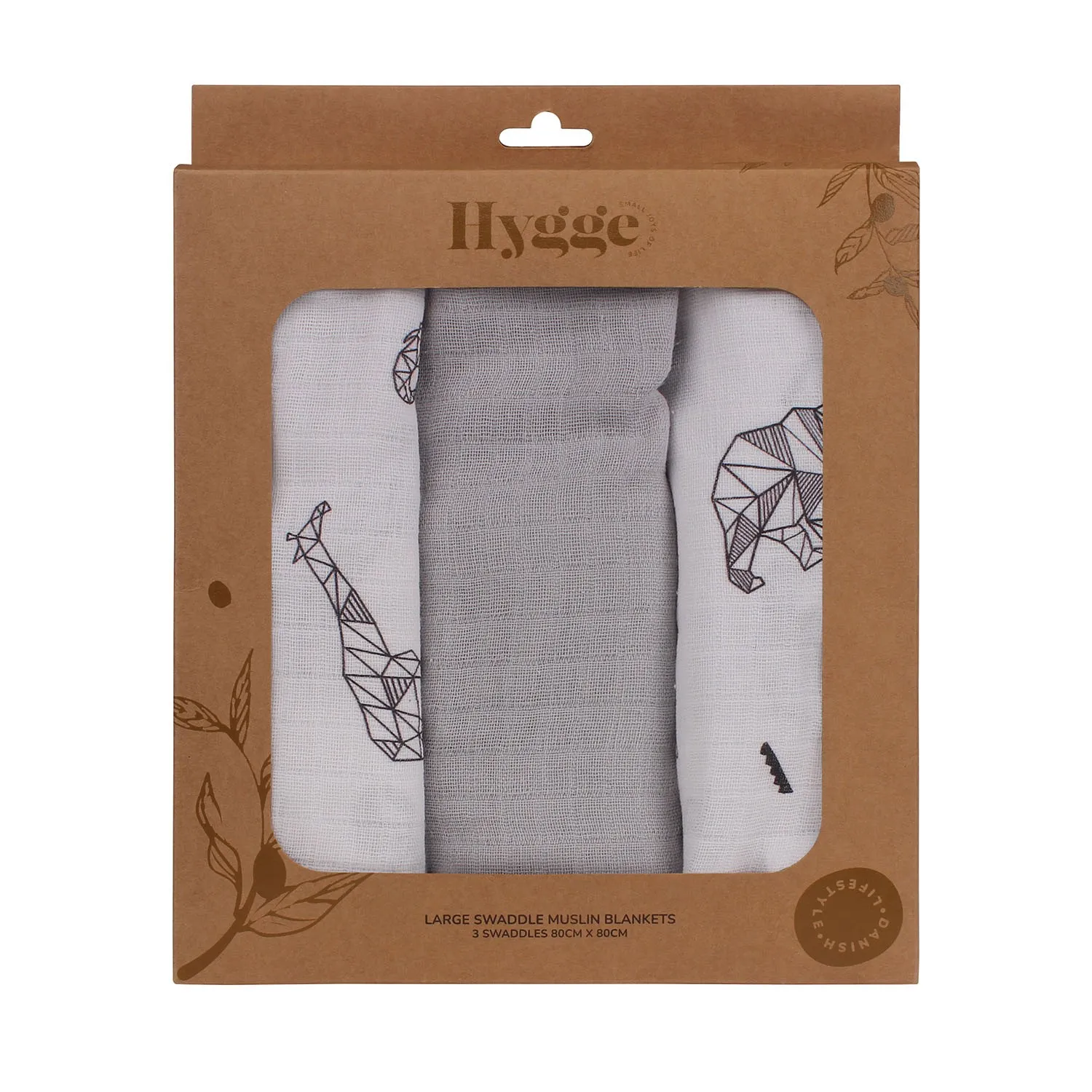 HYGGE TETRA PELENA OD MUSLINA MISTY GREY 3 KOM 80X80CM 