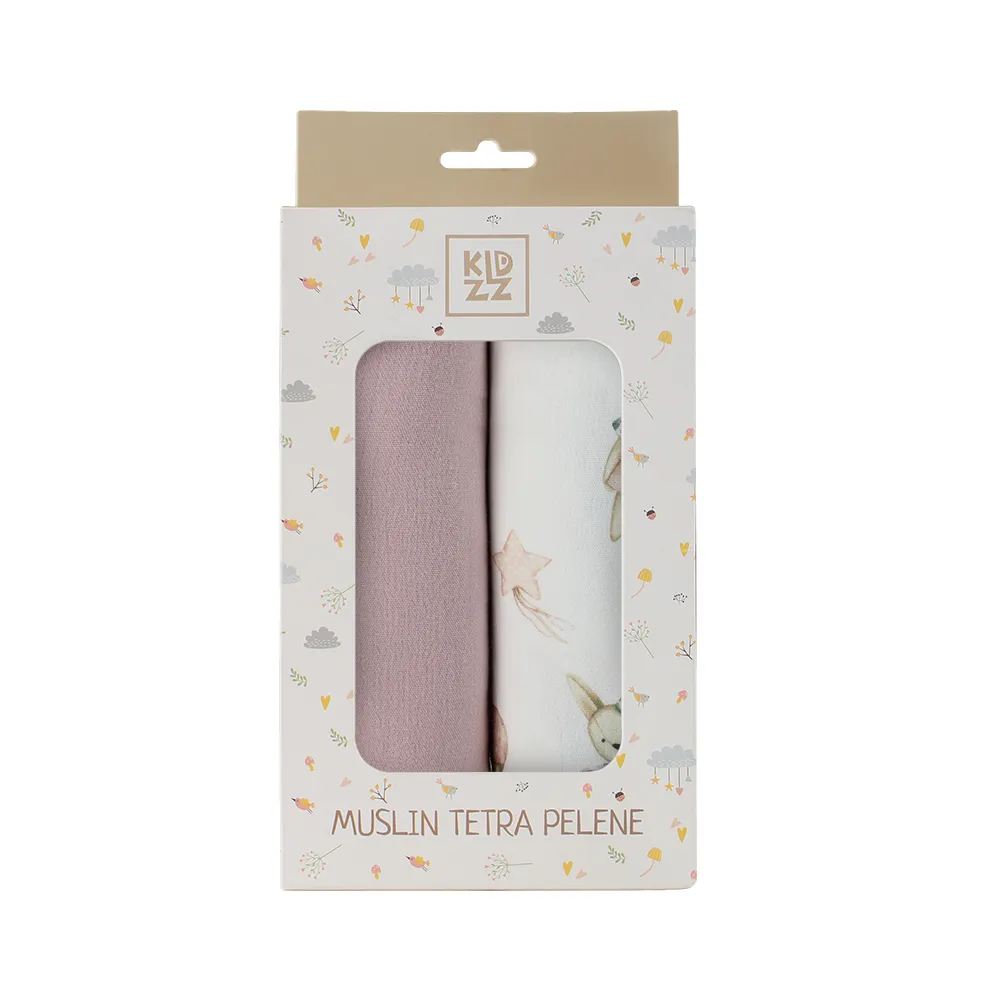 KIDZZ TETRA PELENE OD MUSLINA ROZE 80X80CM 2KOM