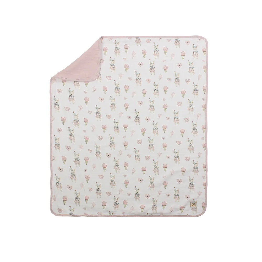 KIDZZ PREKRIVAC OD MUSLINA SARENI ROZE 100X85CM