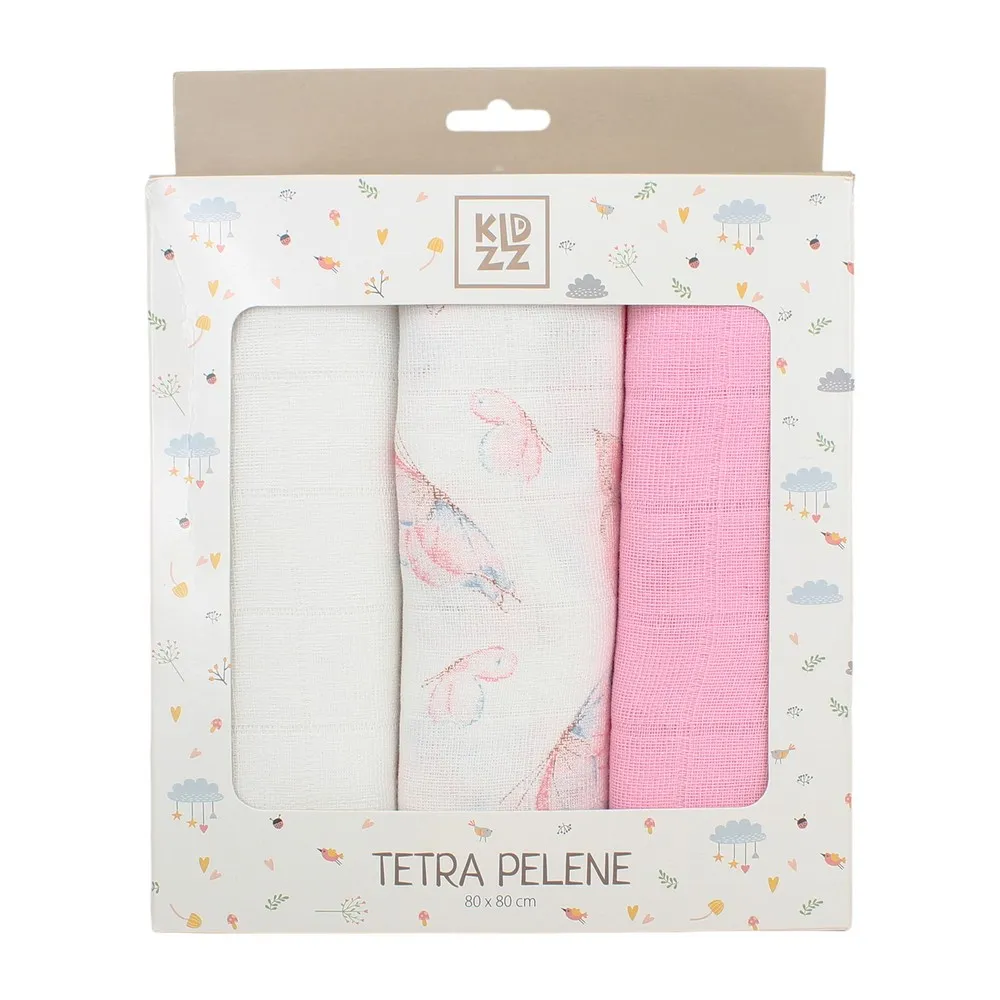 KIDZZ TETRA PELENE ROZE 3KOM 80X80CM