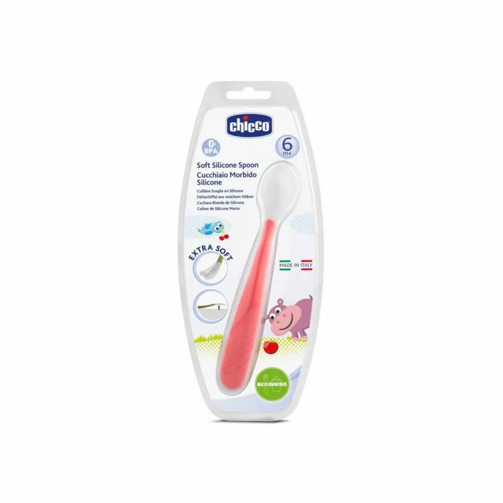CHICCO MEKANA SILIKONSKA KASIKA 6M CRVENA
