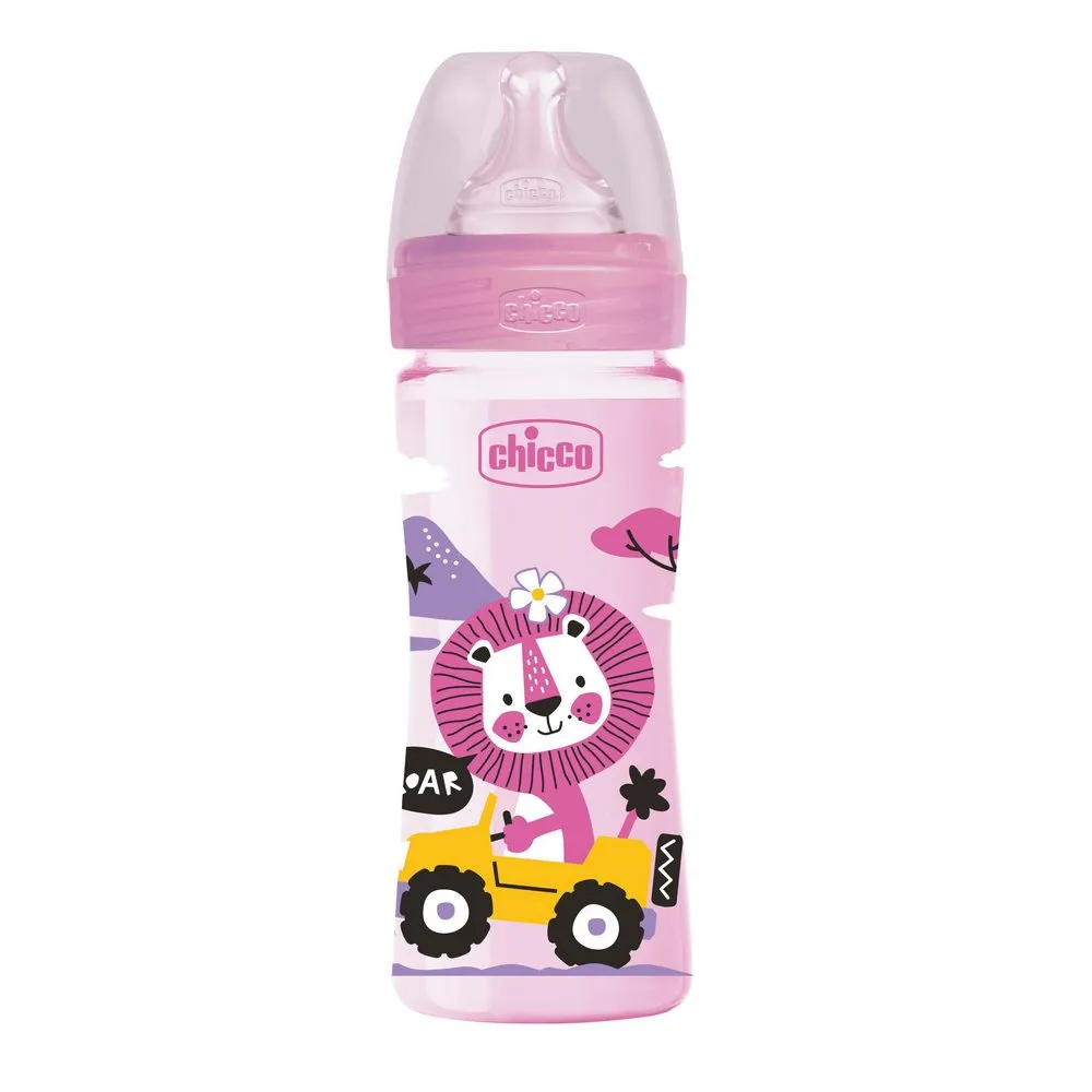 CHICCO WB PLASTICNA FLASICA 250ML SILIKON ROZE 