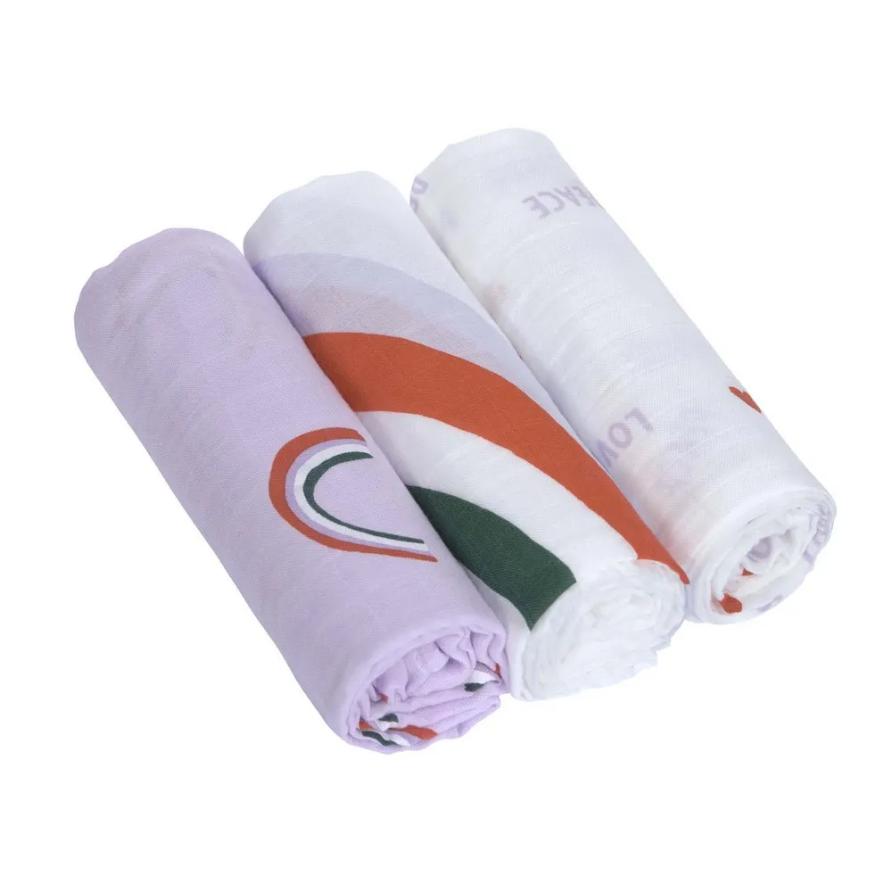 LASSIG TETRA PELENE OD MUSLINA HAPPY RASCALS LAVENDER 3 KOM (80 X 80 CM)