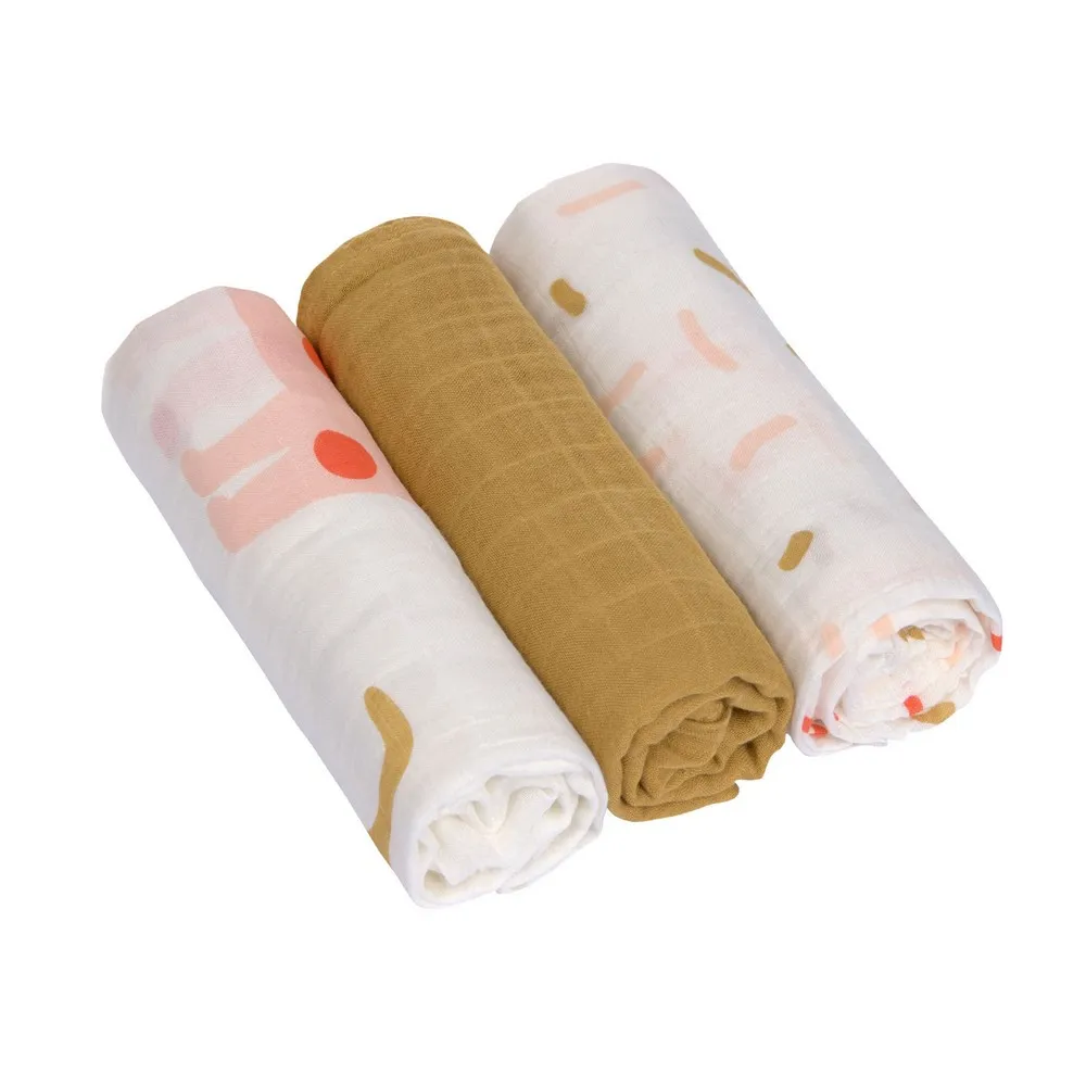 LASSIG TETRA PELENE OD MUSLINA LITTLE MATEYS SPICY ORANGE 3 KOM (80 X 80 CM)