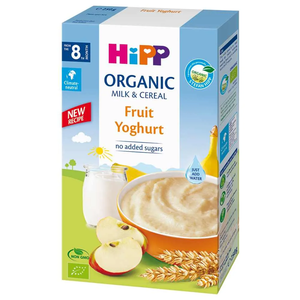 HIPP INSTANT KASA MLEKO I ZITARICE-VOCE SA JOGURTOM 250G 8M+