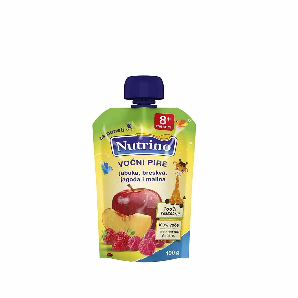 NUTRINO POUCH JABUKA, BRESKVA, JAGODA I MALINA 100G