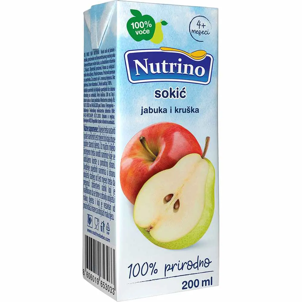 NUTRINO SOKIC JABUKA I KRUSKA 200ML