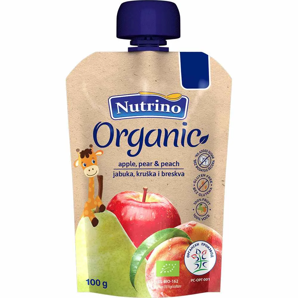 NUTRINO ORG POUCH JABUKA KRUSKA BRESKVA 100G
