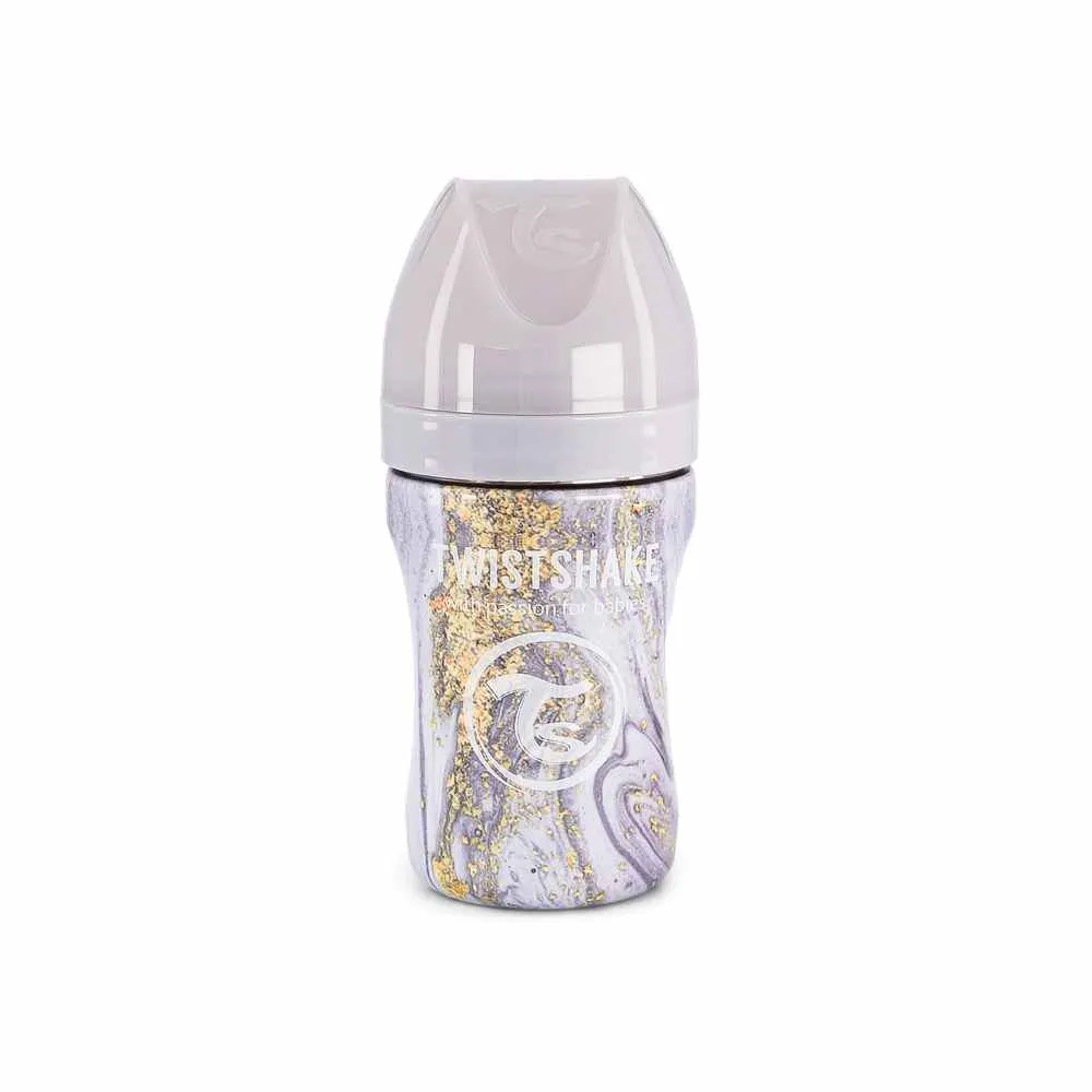 TWISTSHAKE ANTI-COLIC FLASICA / NERDJAJUCI CELIK 260ML MARBLE GREY