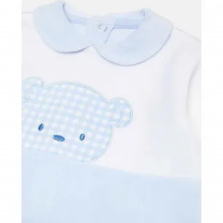 BLUKIDS ZEKA ROMPER BEAR FACE VELOUR B CASHMERE BLU