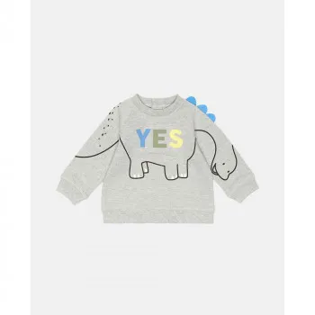 BLUKIDS DUKSERICA SWEATER BOY DINO LIGHT GREY MELANGE 