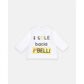 BLUKIDS MAJICA DUG RUKAV TSHIRT BOY IL SOLE BACIA. WHITE 