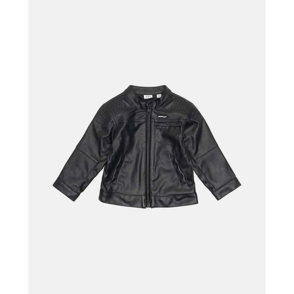 BLUKIDS JAKNA FAKE LEATHER JACKET CAVIAR