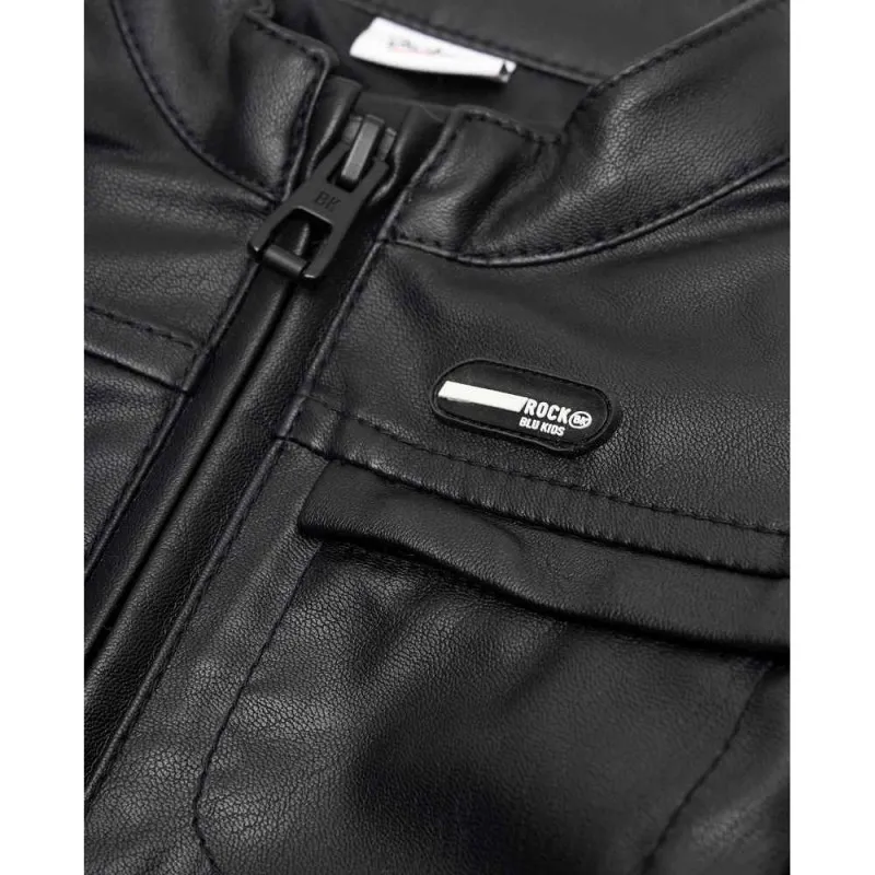 BLUKIDS JAKNA FAKE LEATHER JACKET CAVIAR