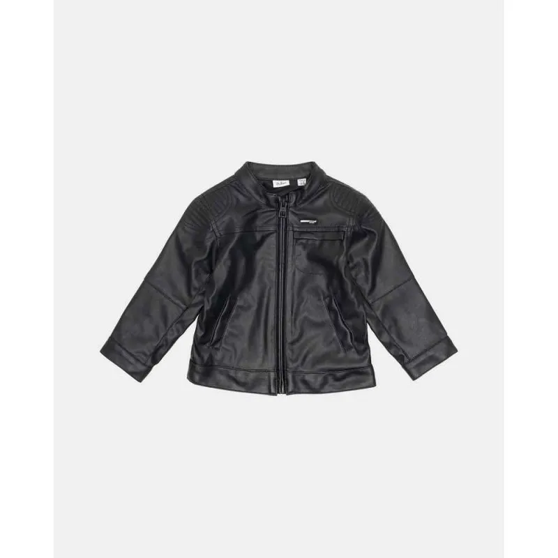 BLUKIDS JAKNA FAKE LEATHER JACKET CAVIAR