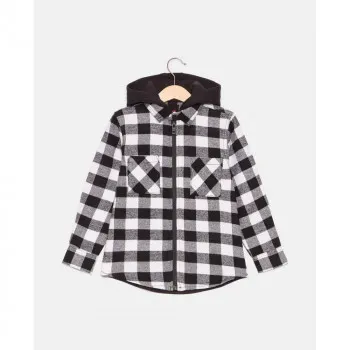 BLUKIDS KOSULJA SHIRT WITH HOOD WHITE/BLACK CHECK 