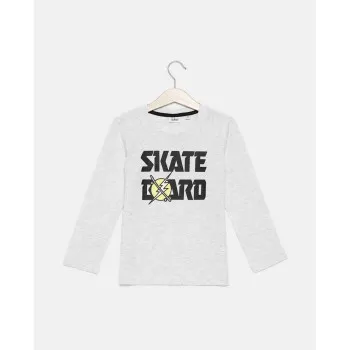 BLUKIDS MAJICA DUG RUKAV T-SHIRT LIGHT GREY MELANGE 