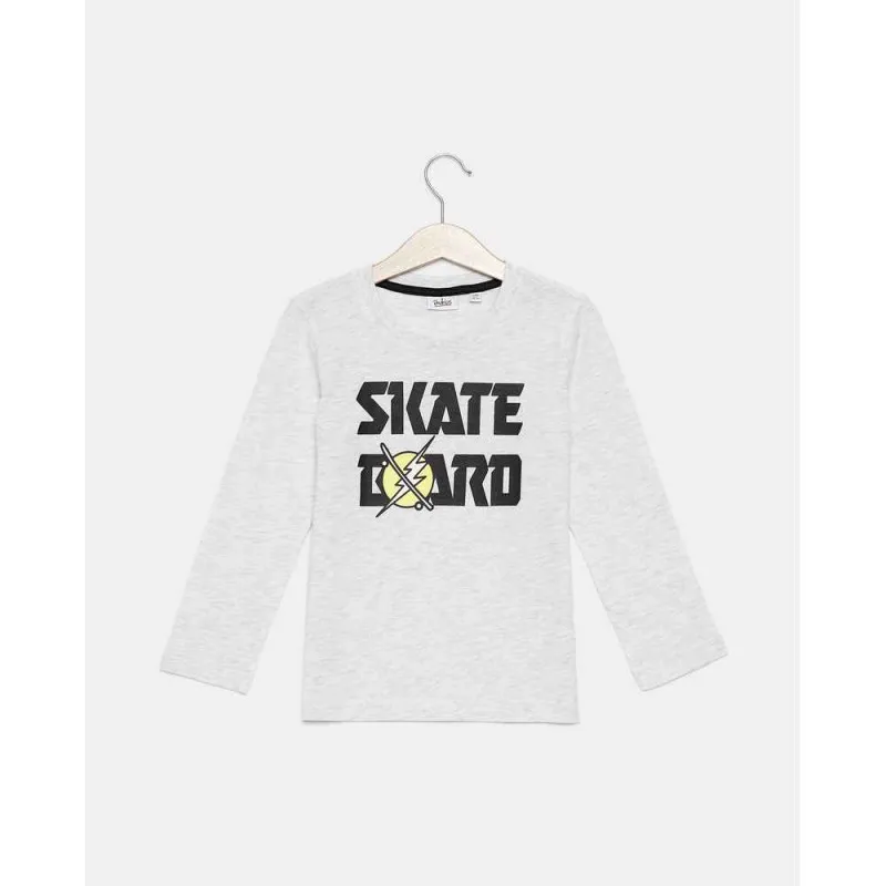 BLUKIDS MAJICA DUG RUKAV T-SHIRT LIGHT GREY MELANGE