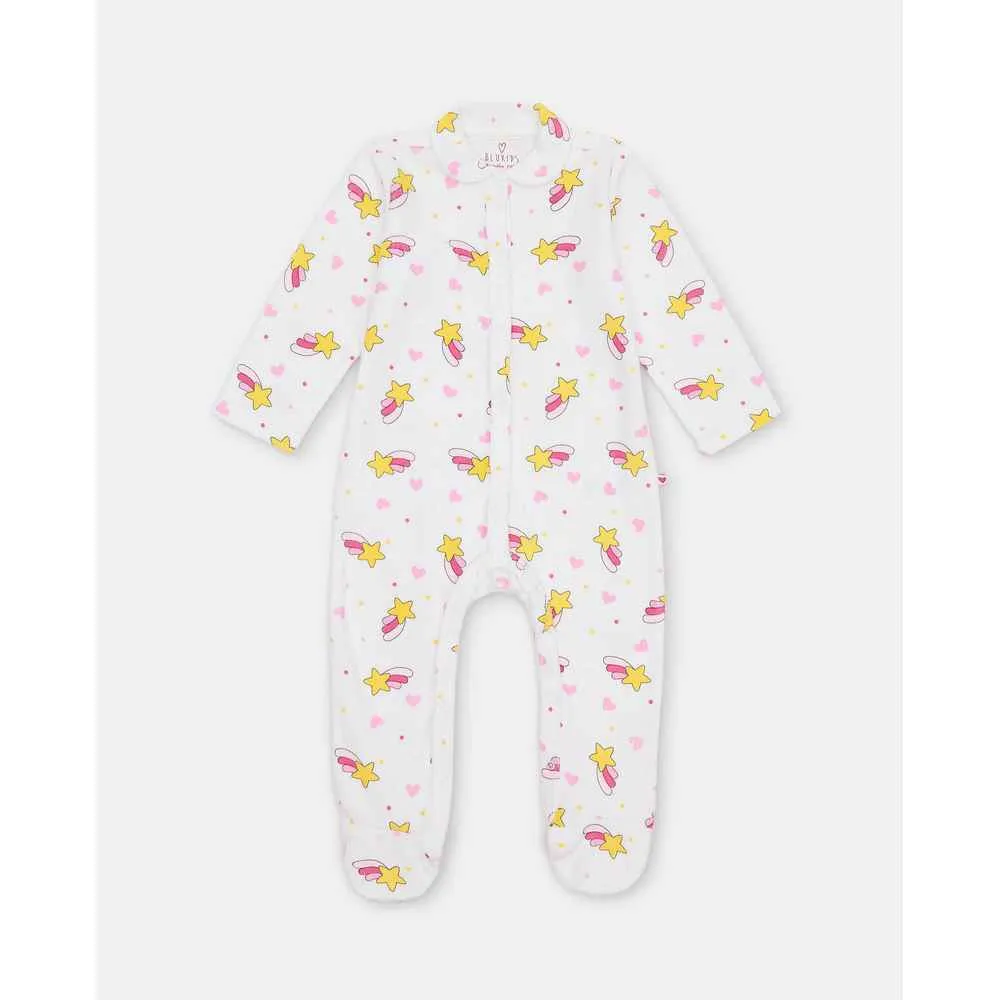 BLUKIDS ZEKA GIRL VELOUR ROMPER BARELY PINK