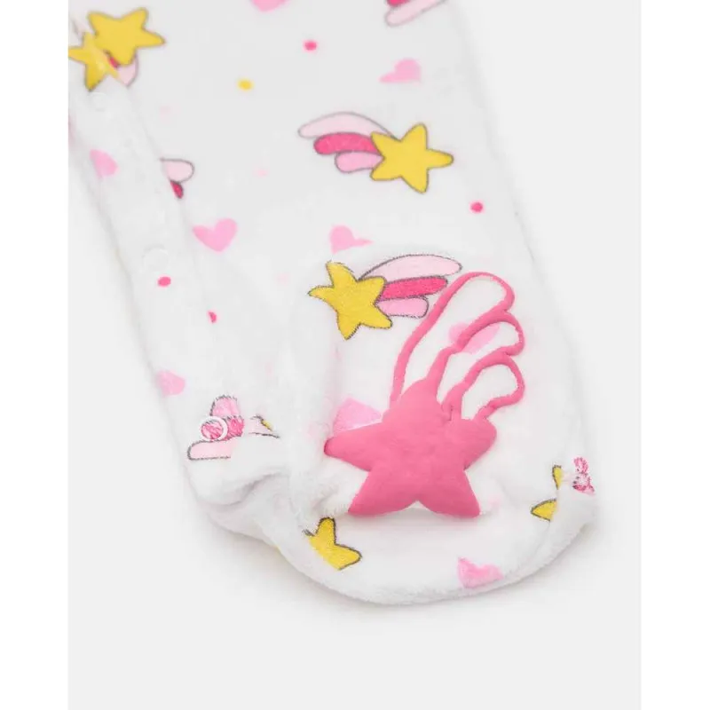 BLUKIDS ZEKA GIRL VELOUR ROMPER BARELY PINK