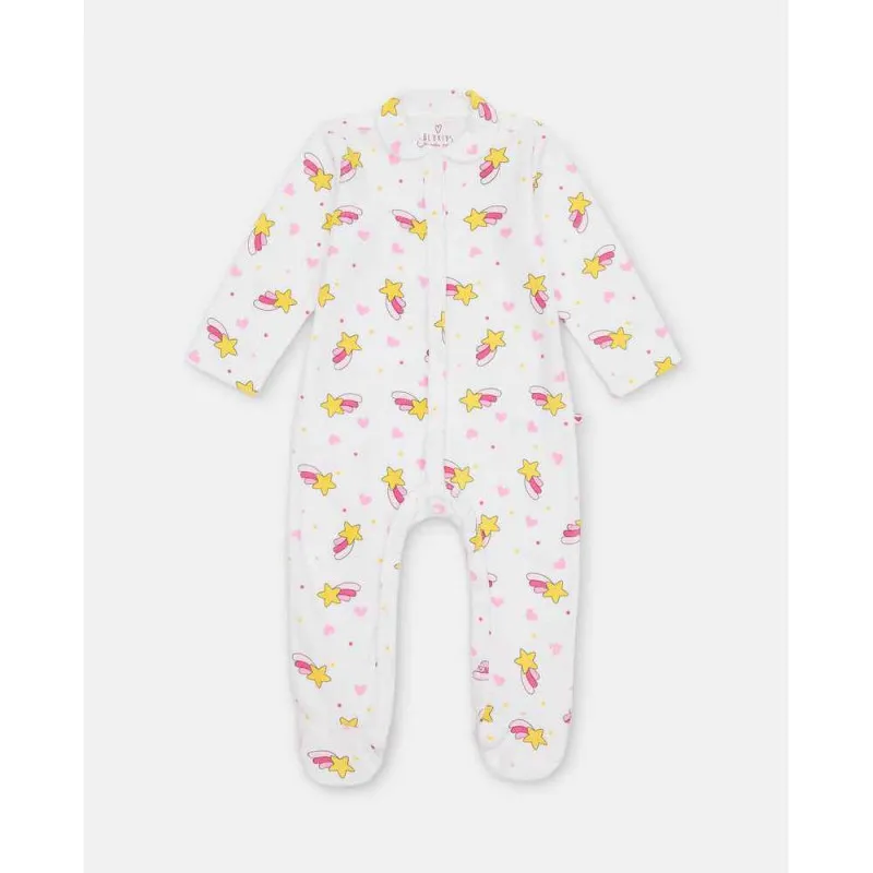 BLUKIDS ZEKA GIRL VELOUR ROMPER BARELY PINK