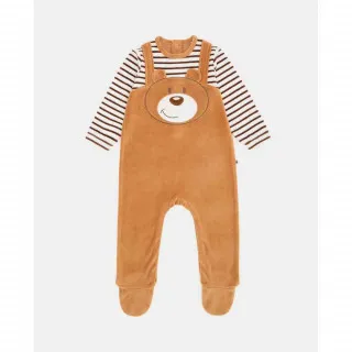 BLUKIDS ZEKA BOY VELOUR ROMPER BISCUIT 