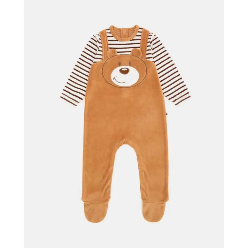 BLUKIDS ZEKA BOY VELOUR ROMPER BISCUIT 