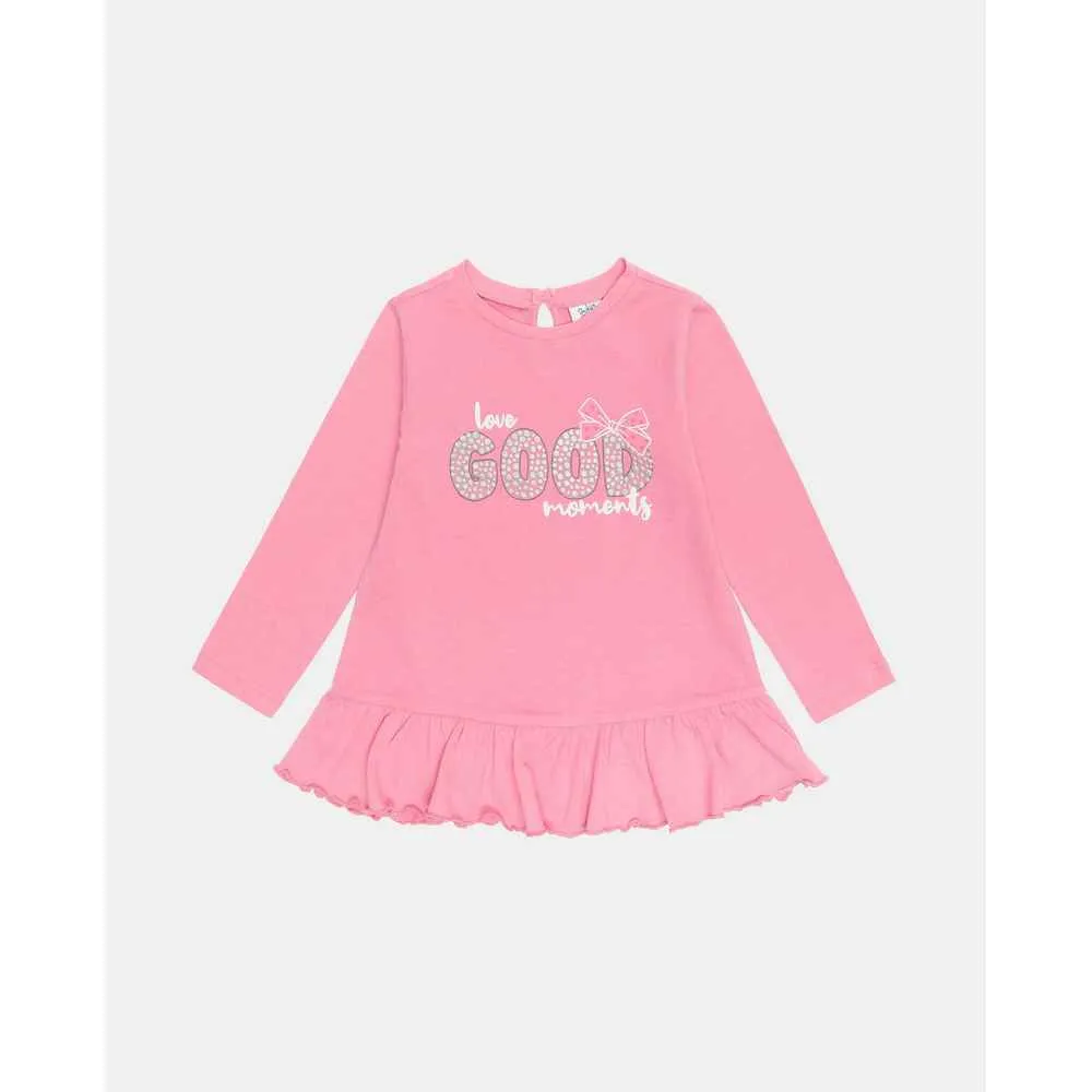 BLUKIDS MAJICA DUG RUKAV TSHIRT WITH ROUCHES MORNING GLORY 