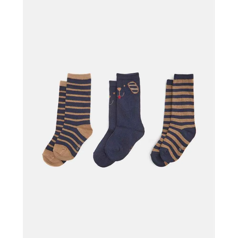 BLUKIDS CARAPE PK 3 LONG SOCKS BOY WOODSMOKE 