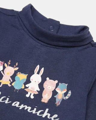 BLUKIDS MAJICA DUG RUKAV HIGH NECK BLUE MELANGE 