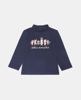 BLUKIDS MAJICA DUG RUKAV HIGH NECK BLUE MELANGE 