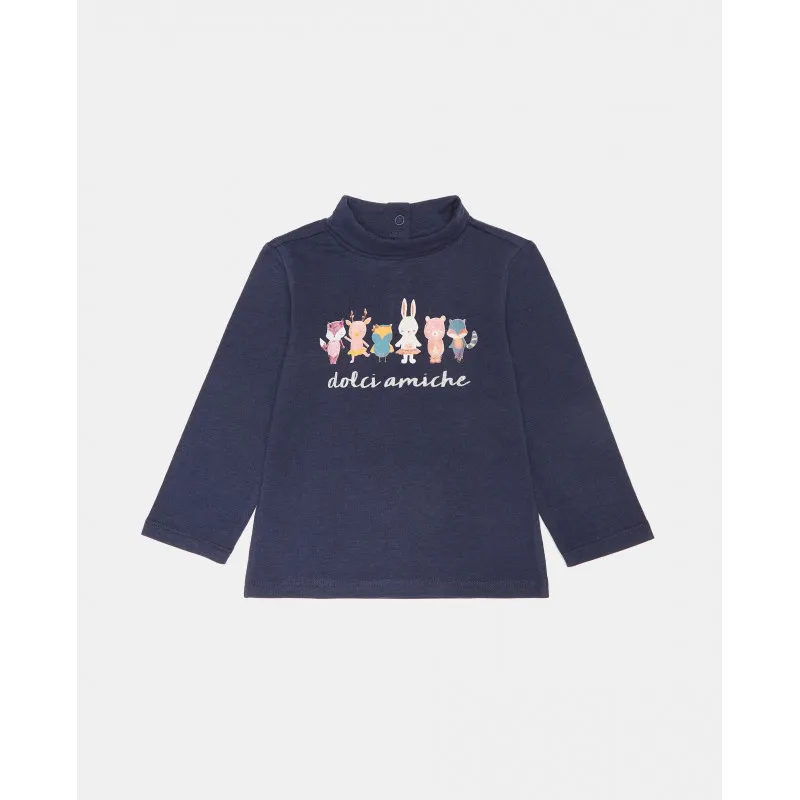 BLUKIDS MAJICA DUG RUKAV HIGH NECK BLUE MELANGE 