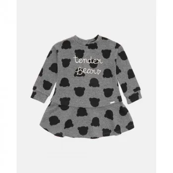 BLUKIDS HALJINA DRESS AOP MEDIUM GREY MELANGE