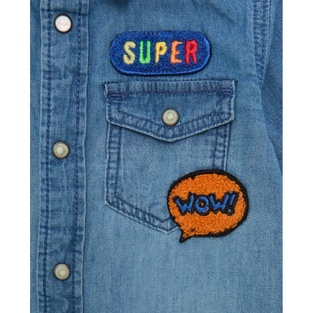 BLUKIDS TEKSAS KOSULJA DUG RUKAV FADED DENIM