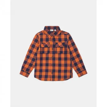 BLUKIDS KOSULJA DUG RUKAV BLUE/ORANGE CHECK 