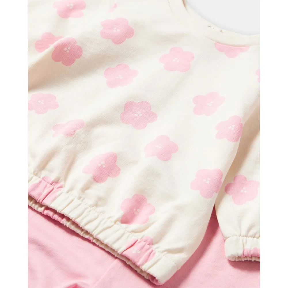 BLUKIDS MAJICA DUG RUKAV I HELANKE CANDY PINK